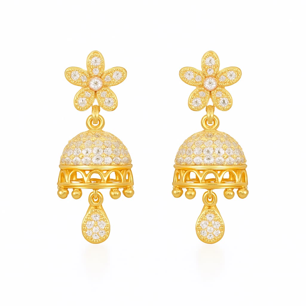 Ad rose gold plated Jhumka earing