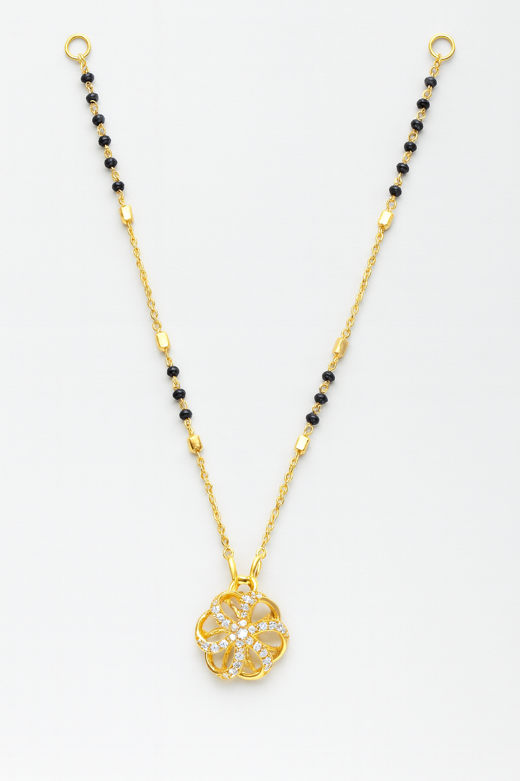 Elegant Floral CZ Gold-Plated Mangalsutra – Modern Daily Wear Design