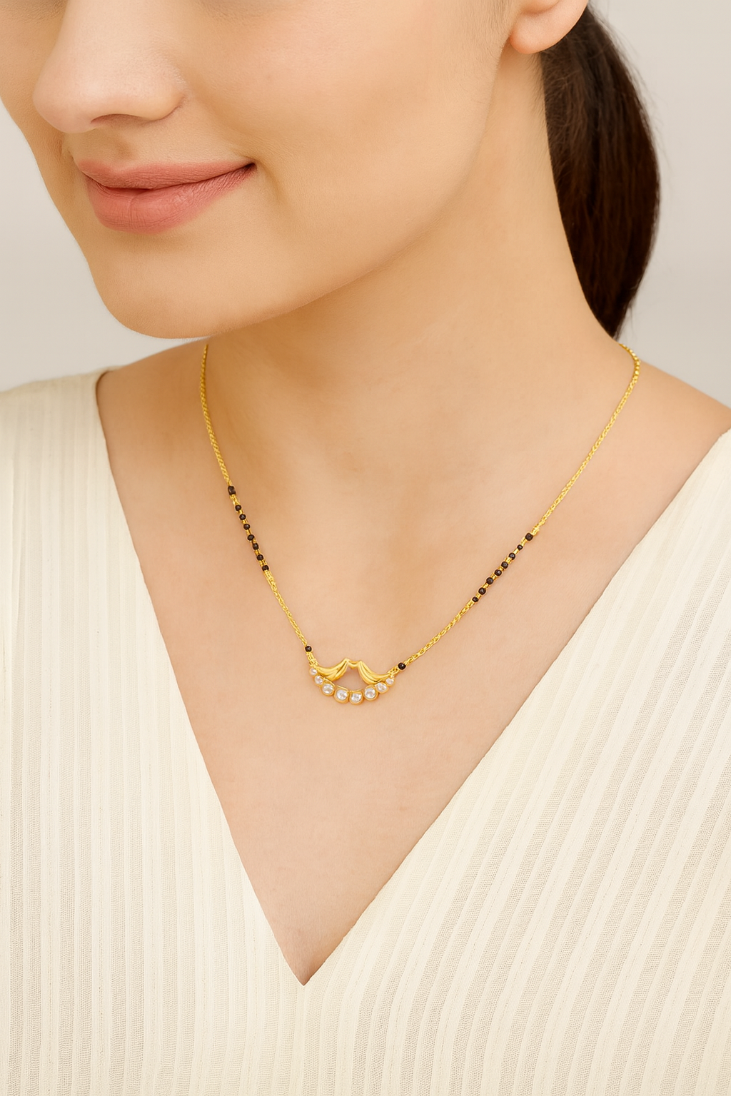 Love Birds CZ Stone Mangalsutra – Elegant Gold-Plated Design