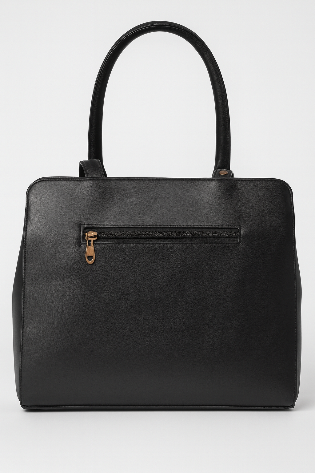 ZUBY Classic Black Pleated Handbag β Structured Tote with Elegant Draped Front and Gold Accents
