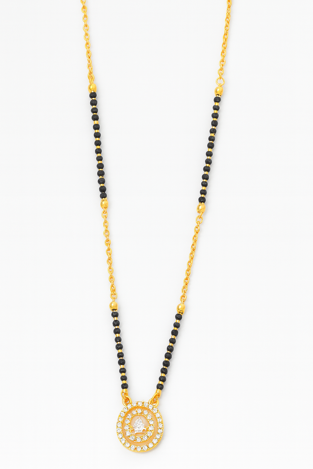 Elegant Gold-Plated Mangalsutra with CZ Stone Heart Pendant