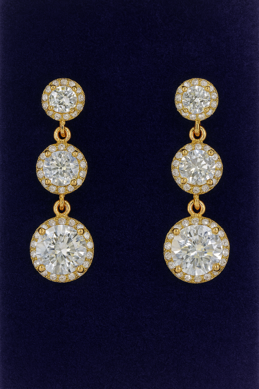 Gold-Plated Triple CZ Drop Earrings
