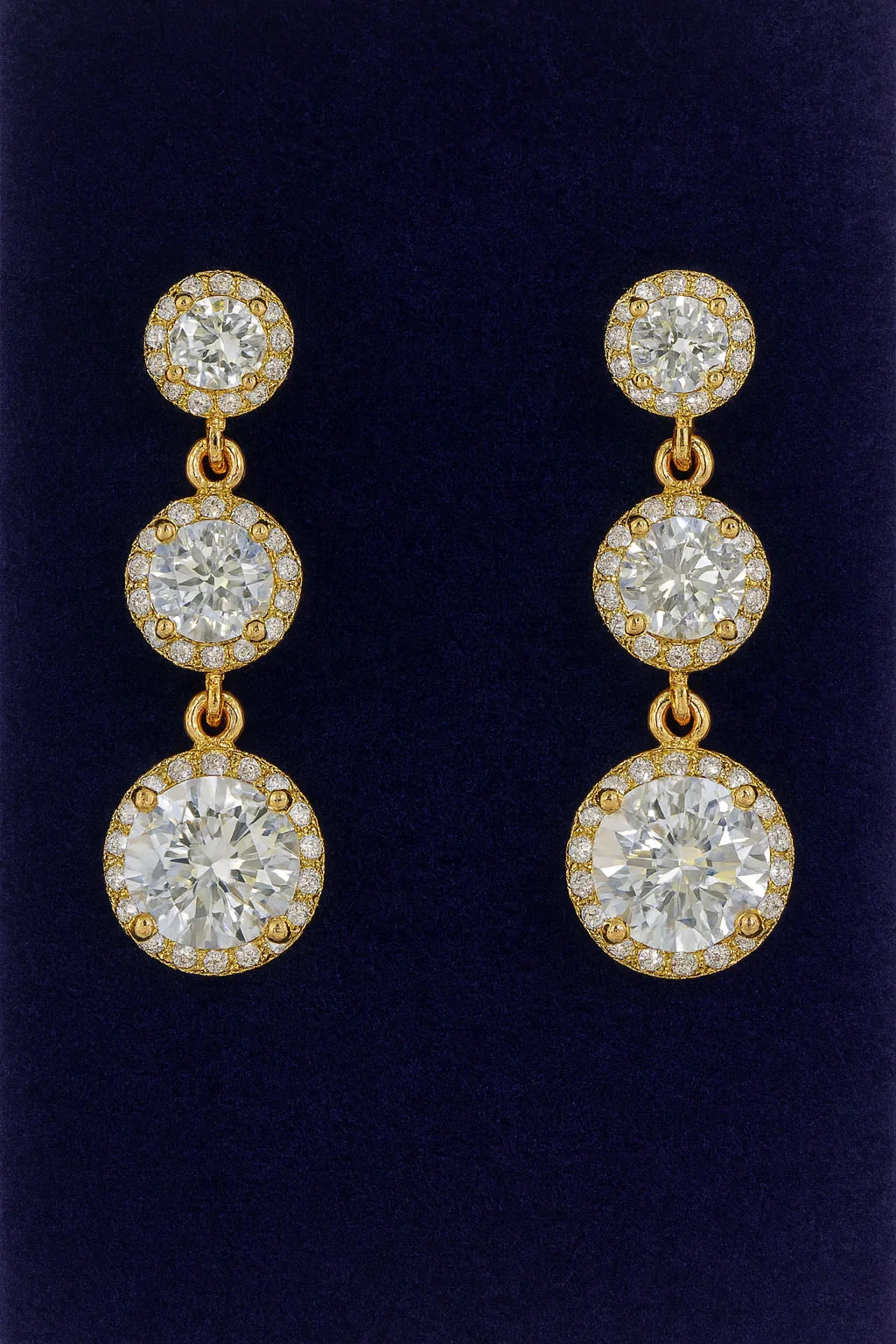 Gold-Plated Triple CZ Drop Earrings