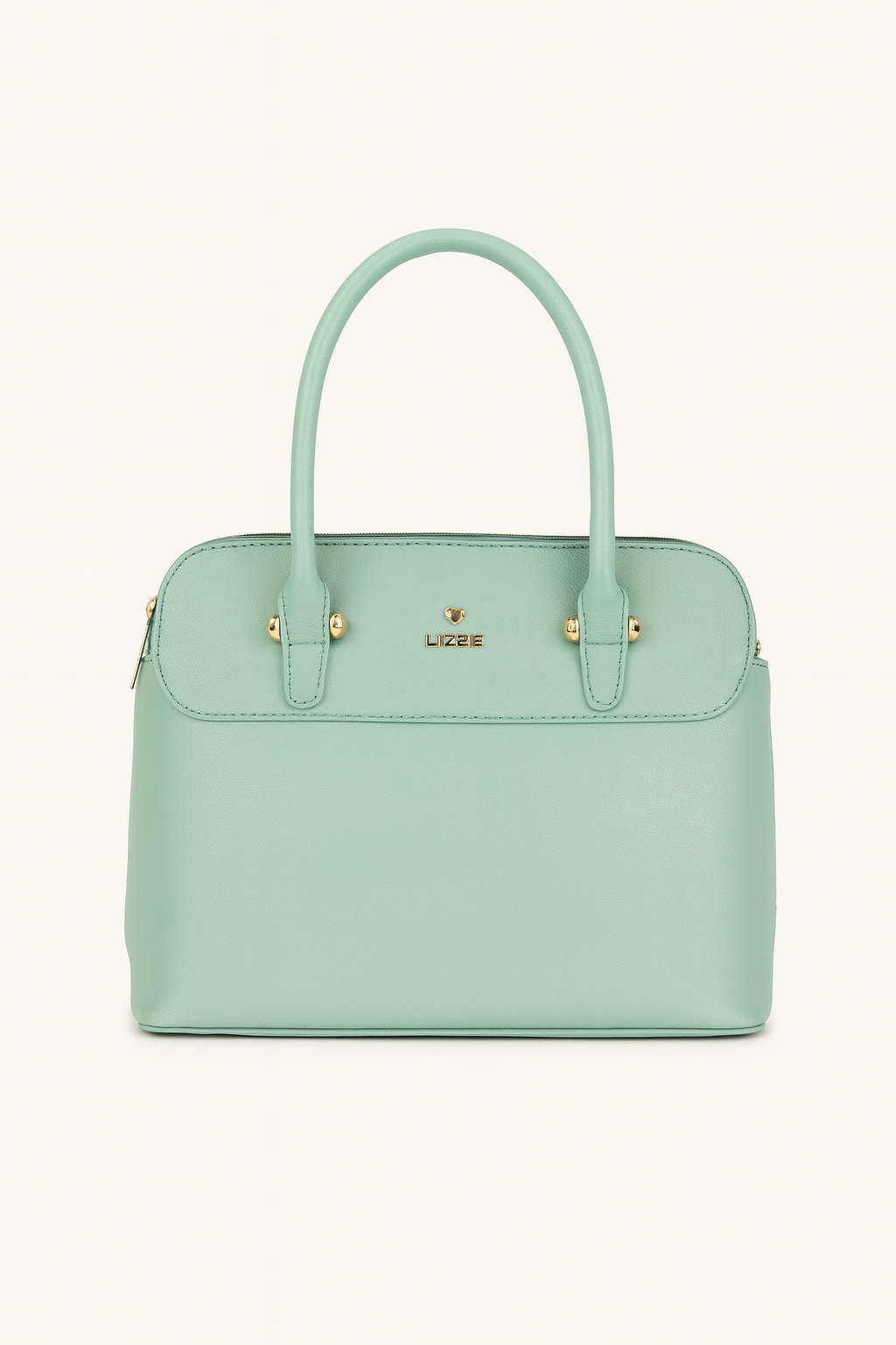 LIZZIE  Mint Green Structured Handbag with Gold Hardware β Elegant Pastel Tote for Everyday Glam