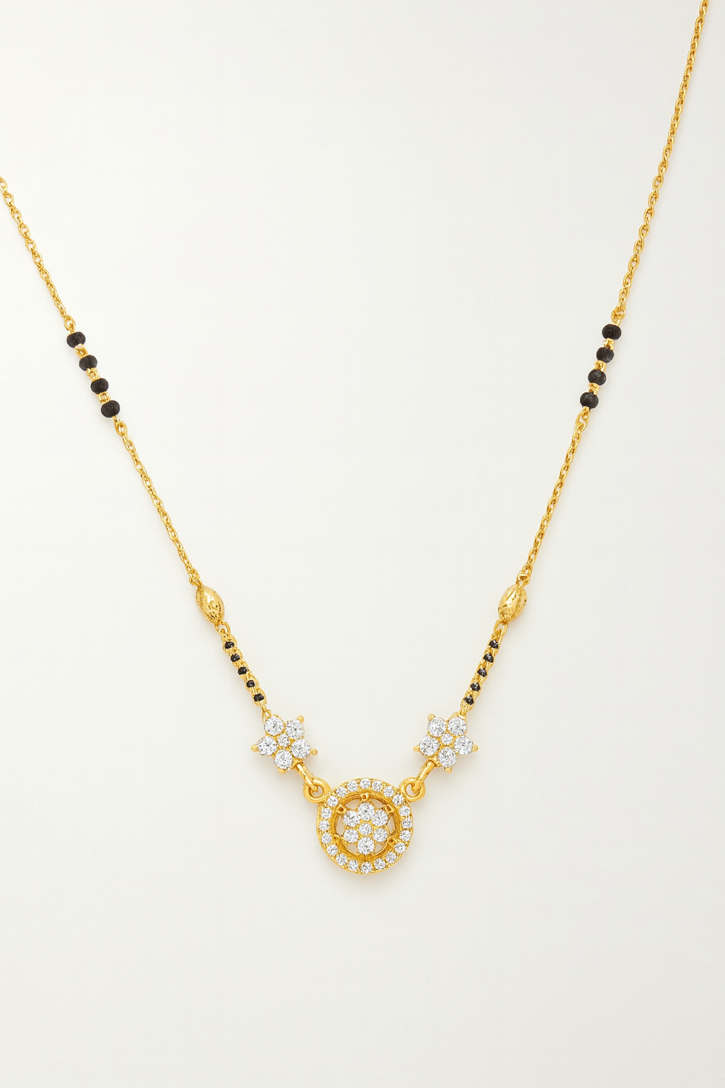 Delicate Gold-Plated Floral Mangalsutra with CZ Stone Accents
