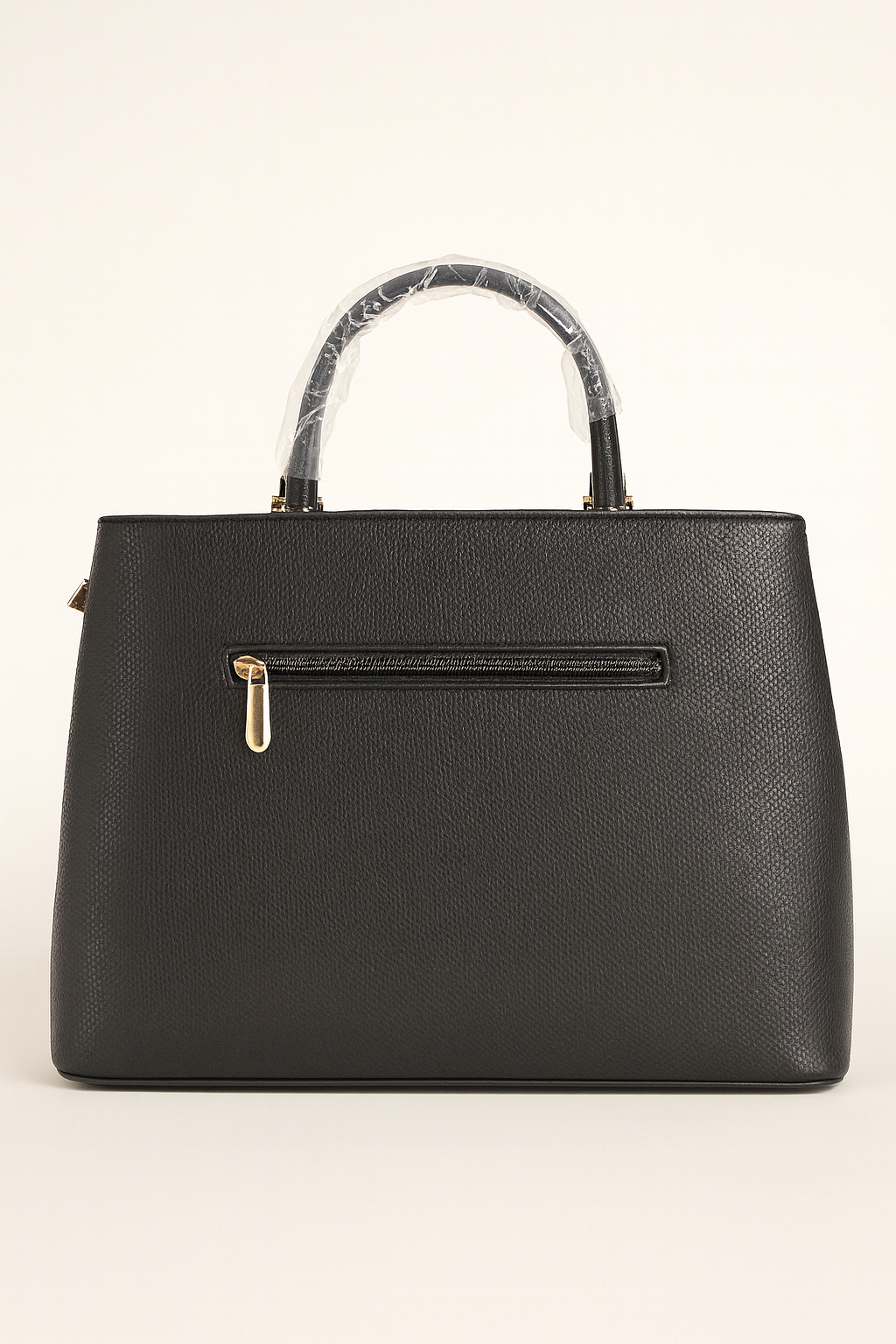 ZUBY Black Quilted Faux Leather Structured Handbag β Classic Gold Hardware | Office to Evening