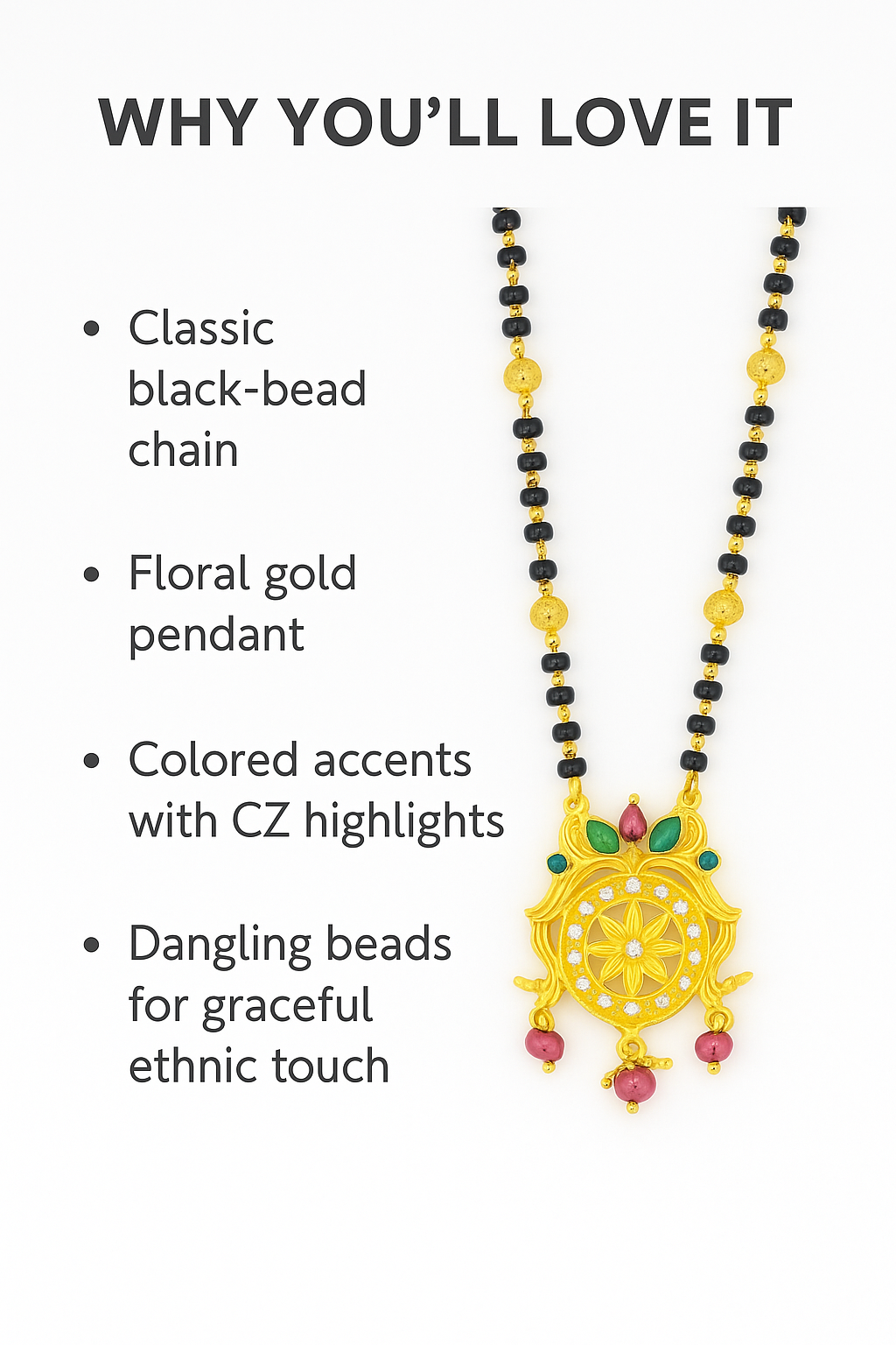 Traditional Floral Pendant Gold Plated Mangalsutra