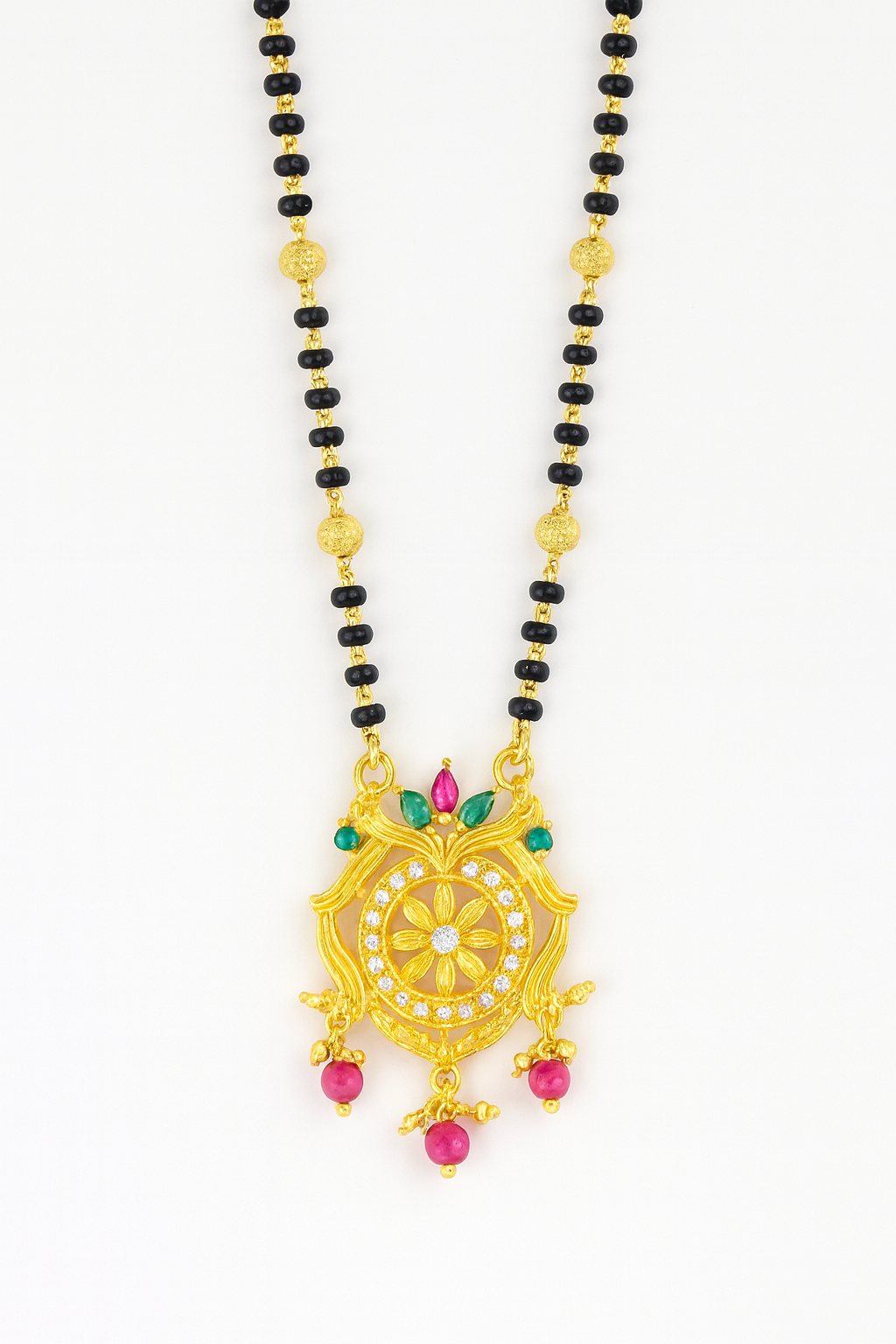 Traditional Floral Pendant Gold Plated Mangalsutra