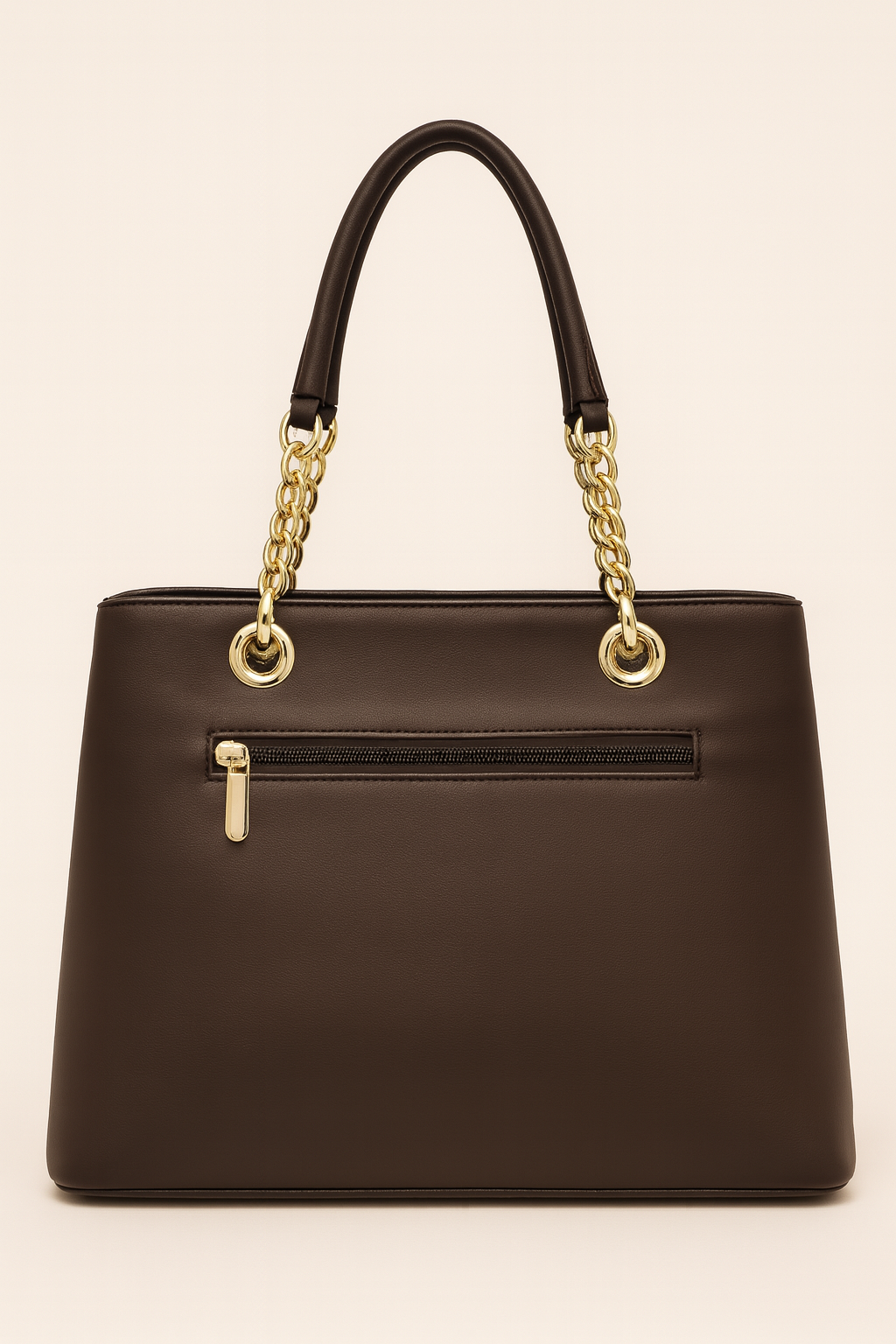 ZUBY Multi-Tone Geometric Handbag with Gold Chain Handles β Modern Luxe Design