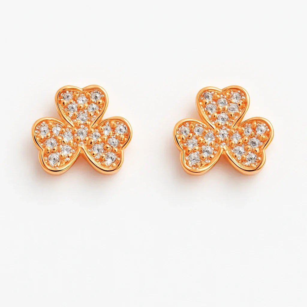Anti tarnish AD Rose Gold Floral Earing