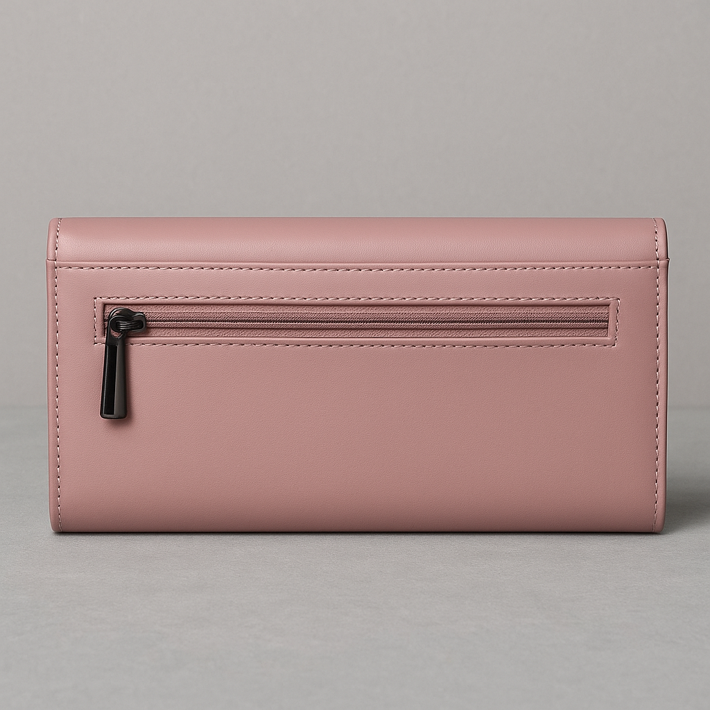 BEXLEE Women’s Premium Pink Wallet – Elegant Faux Leather Clutch with Multi-Compartment Storage & Secure Zipper Pocket