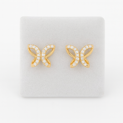Gold-Plated Butterfly CZ Stud Earrings