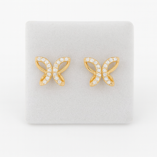 Gold-Plated Butterfly CZ Stud Earrings