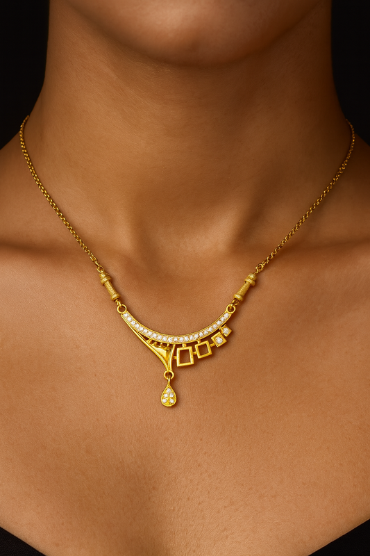 Contemporary Geometric 22kt Gold plated Mangalsutra with CZ Stones