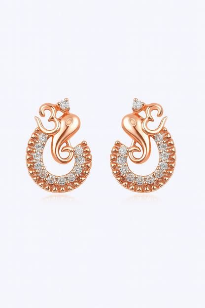 Red Trees Ganesh Design Rose Gold Stud Earrings | 18KT & White Gold Plated