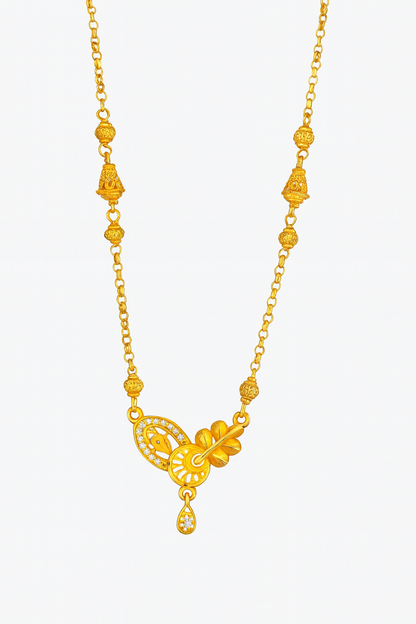 Traditional Gold-Toned Designer Mangalsutra with Ethnic Motif Pendant
