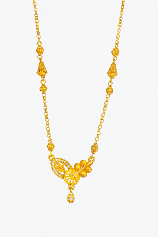 Traditional Gold-Toned Designer Mangalsutra with Ethnic Motif Pendant