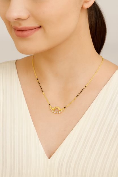 Love Birds CZ Stone Mangalsutra – Elegant Gold-Plated Design