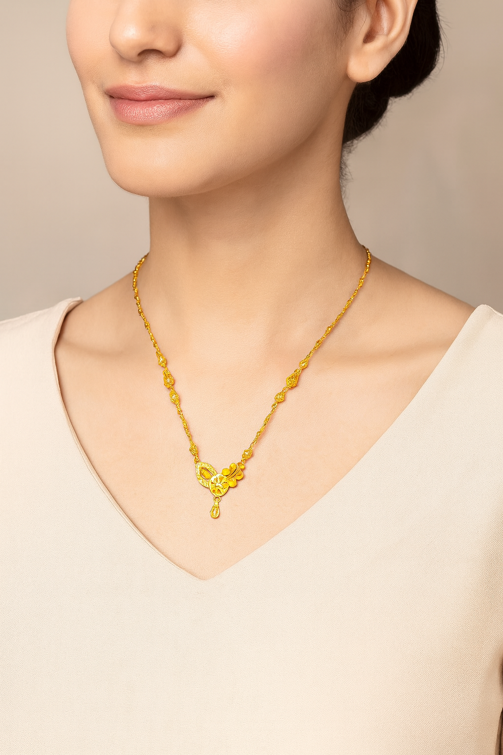 Traditional Gold-Toned Designer Mangalsutra with Ethnic Motif Pendant