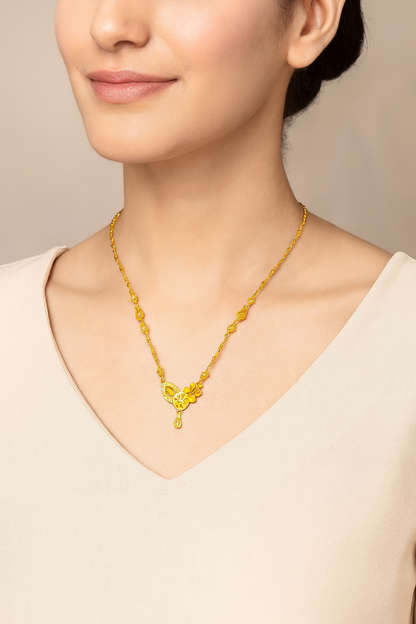 Traditional Gold-Toned Designer Mangalsutra with Ethnic Motif Pendant