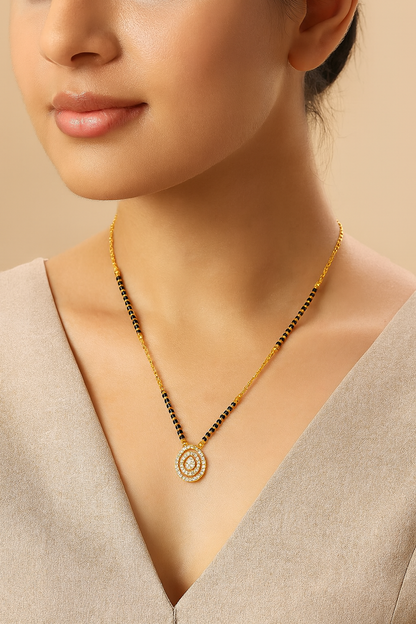 Elegant Gold-Plated Mangalsutra with CZ Stone Heart Pendant
