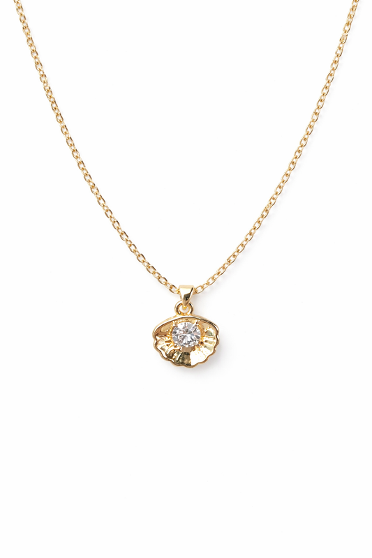Gold-Plated Floral CZ Pendant Necklace for Women – Minimal Everyday Jewellery