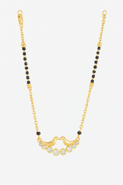 Love Birds CZ Stone Mangalsutra – Elegant Gold-Plated Design