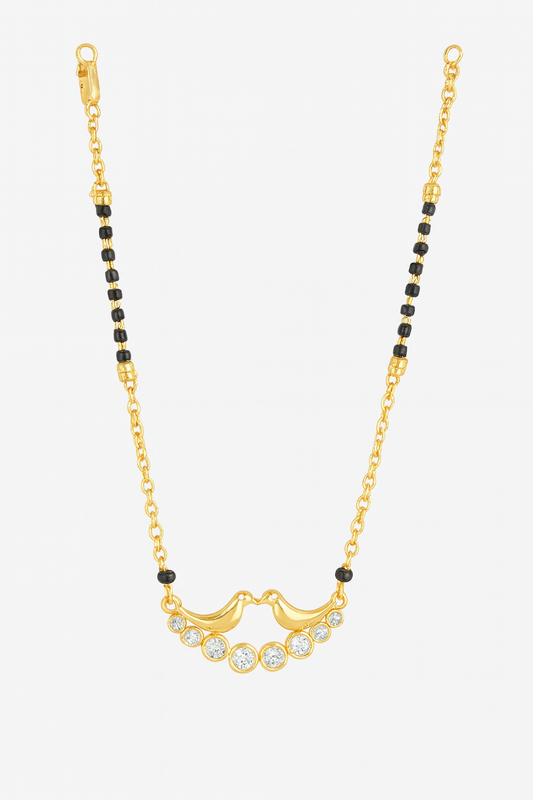 Love Birds CZ Stone Mangalsutra – Elegant Gold-Plated Design