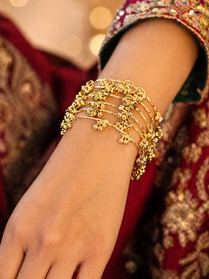 Traditional Gold Plated Kashmiri Bangle Set for Women – Ghungroo Charm Ethnic Bangles | Festive & Bridal Jewellery