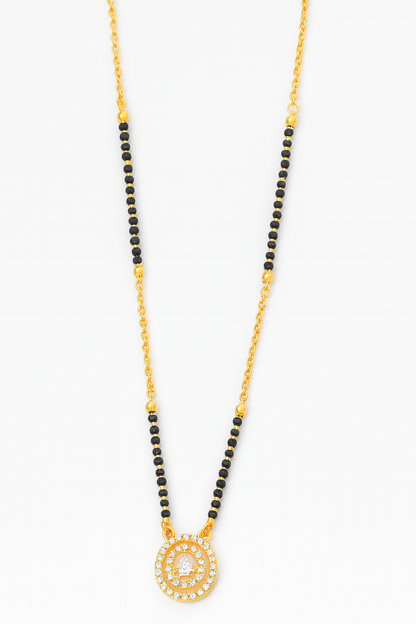 Elegant Gold-Plated Mangalsutra with CZ Stone Heart Pendant