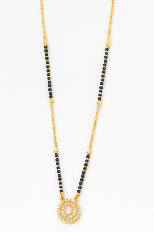 Elegant Gold-Plated Mangalsutra with CZ Stone Heart Pendant