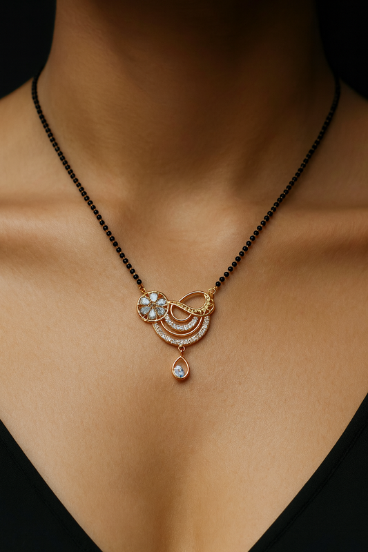 Floral Elegance Mangalsutra with Teardrop Dangler