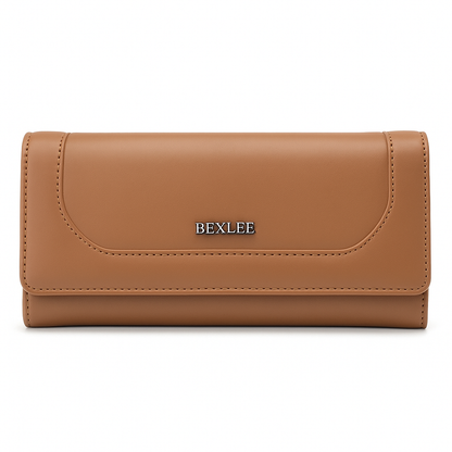 BEXLEE Women’s Premium Tan Wallet – Stylish Faux Leather Clutch with Multiple Compartments & Zipper Pocket