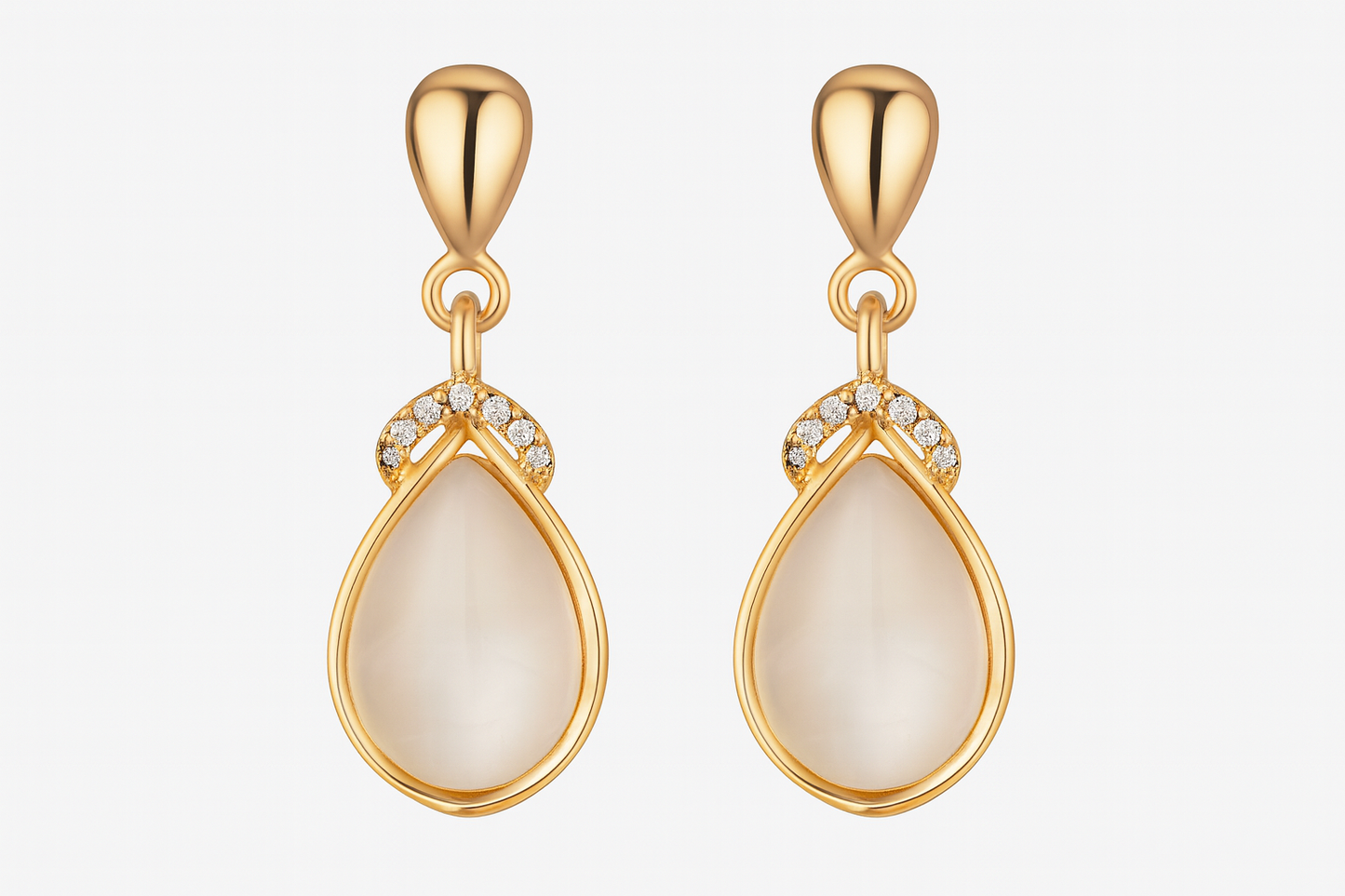 Gold-Plated Teardrop Pearl Earrings with CZ Accents – Everyday Elegance