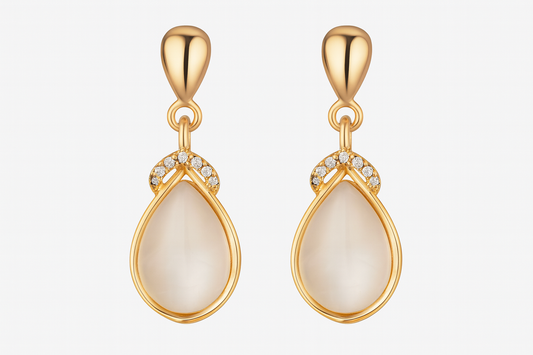 Gold-Plated Teardrop Pearl Earrings with CZ Accents – Everyday Elegance