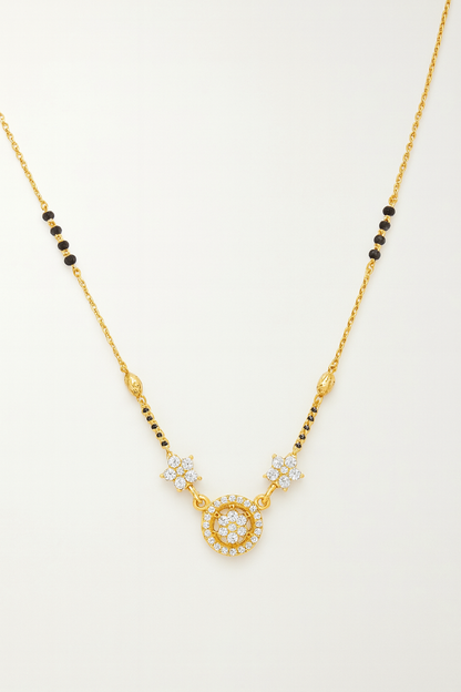 Delicate Gold-Plated Floral Mangalsutra with CZ Stone Accents