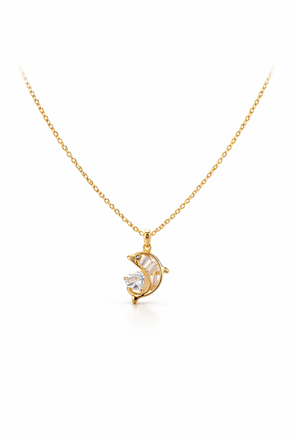 Gold-Plated Dolphin CZ Pendant Necklace for Women – Minimal Everyday Jewellery