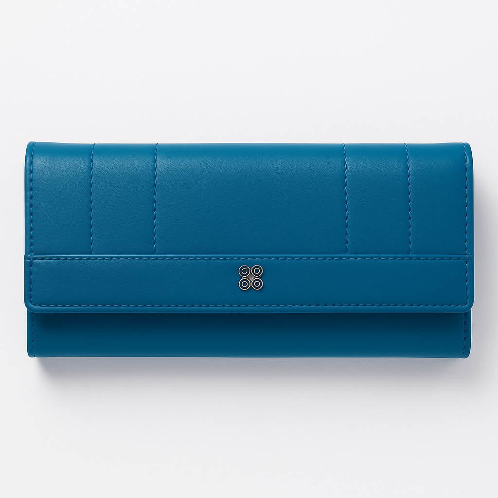 BEXLEE Women’s Premium Blue Wallet – Stylish Faux Leather Clutch with Multiple Compartments & Secure Zipper Pocket