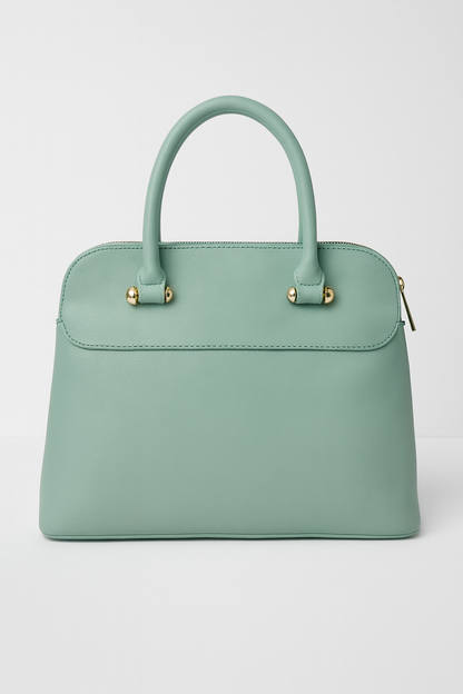 LIZZIE  Mint Green Structured Handbag with Gold Hardware – Elegant Pastel Tote for Everyday Glam