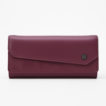 BEXLEE Women’s Premium Plum Textured Wallet – Stylish Faux Leather Clutch with Multiple Compartments & Secure Zipper Pocket