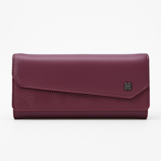 BEXLEE Women’s Premium Plum Textured Wallet – Stylish Faux Leather Clutch with Multiple Compartments & Secure Zipper Pocket