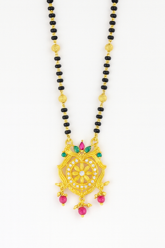Traditional Floral Pendant Gold Plated Mangalsutra
