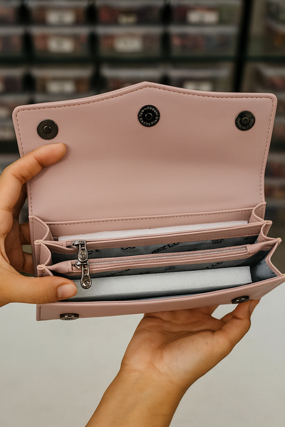 BEXLEE Women’s Premium Pink Wallet – Elegant Faux Leather Clutch with Multi-Compartment Storage & Secure Zipper Pocket