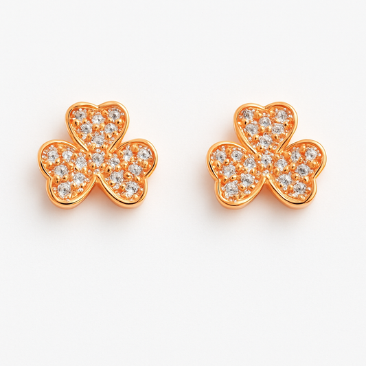 Anti tarnish AD Rose Gold Floral Earing