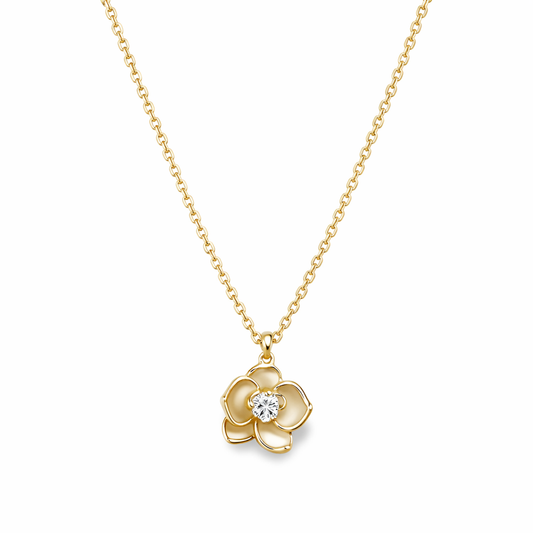 Gold-Plated Floral CZ Pendant Necklace for Women – Elegant Minimal Flower Jewellery
